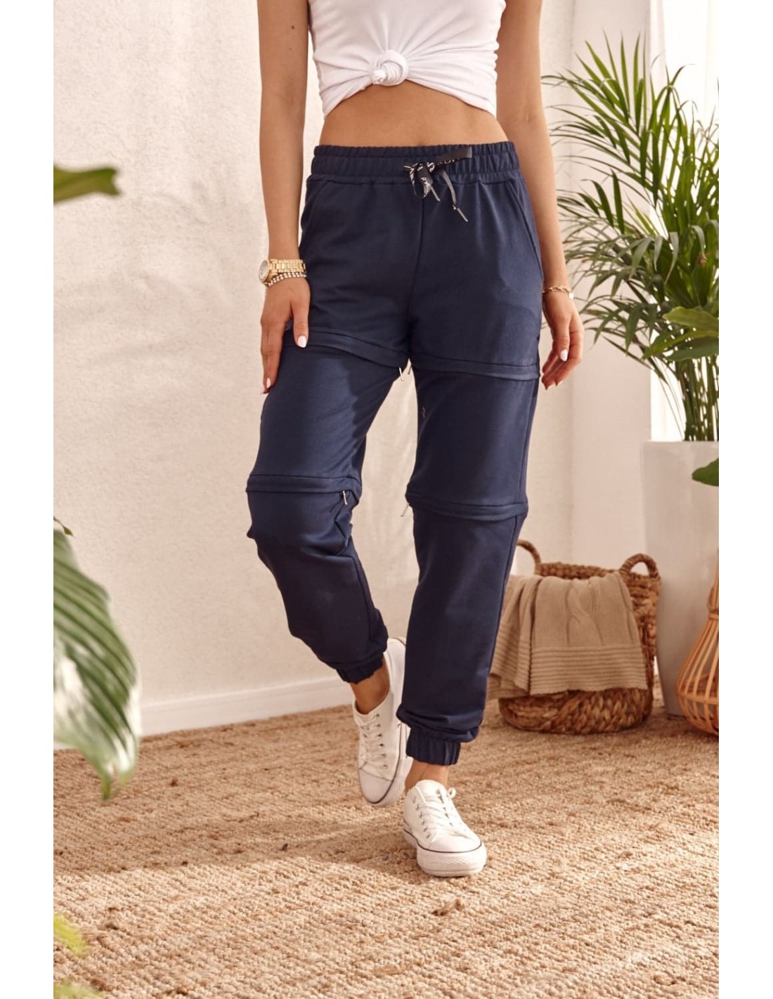 Navy blue three-piece trousers FI601 - Online store - Boutique